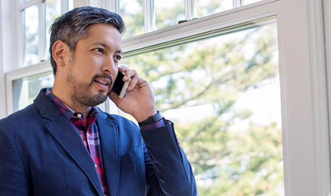 man talking on mobile phone